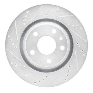 Audi TT Quattro RS Brake Rotor (1) - Rear Left - R1 Concepts - Drilled & Slotted - Silver - `08-`15 Audi TT Quattro RS Brake Rotor (1) - Rear Left - R1 Concepts - Drilled & Slotted - Silver - `08-`15